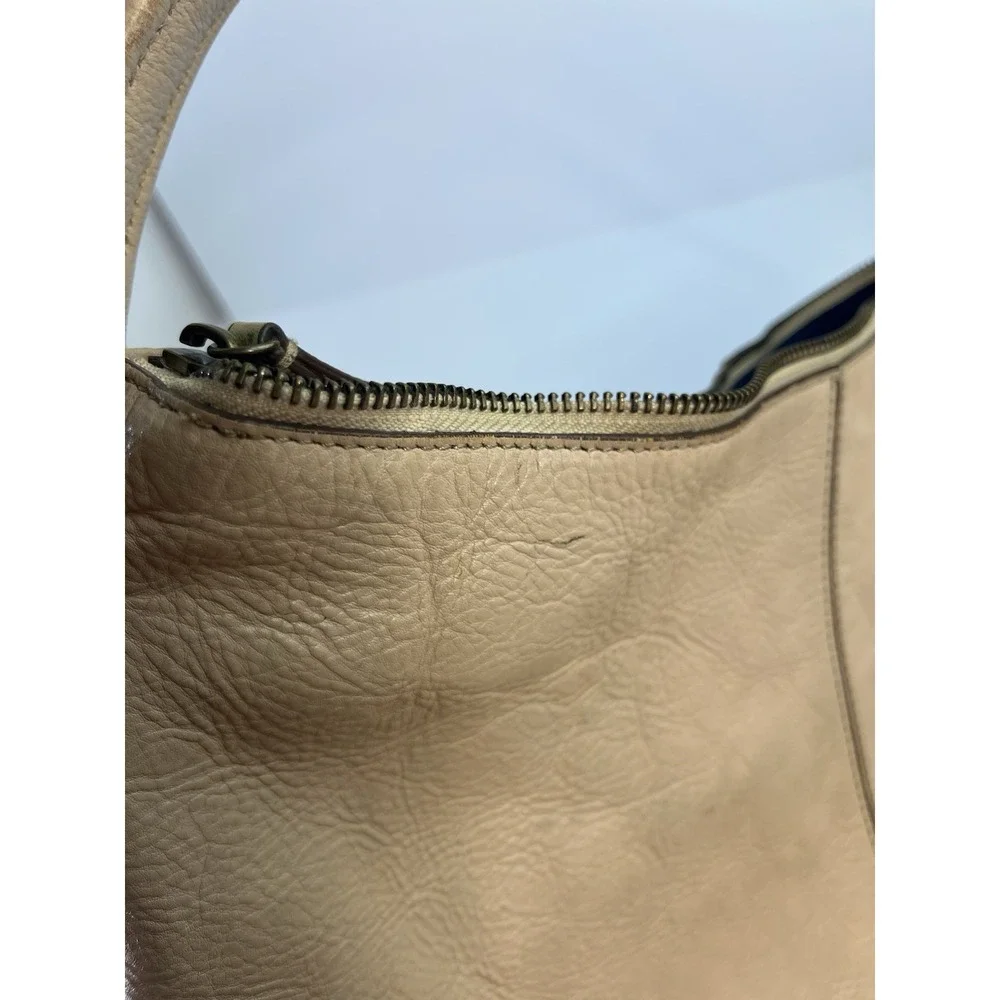 Cole Haan Beige Pebbled Leather Hobo Shoulder Bag Handbag Purse